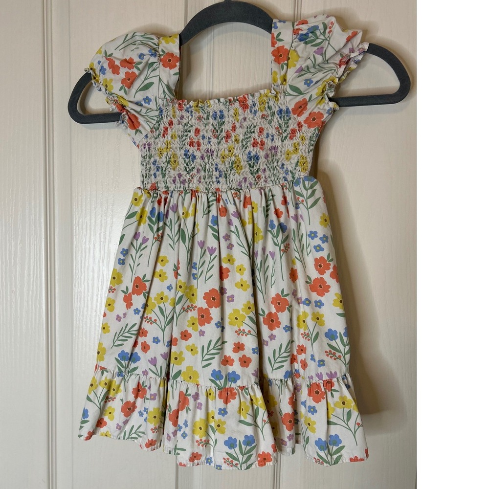 Good Lad Girls 5Y Floral Smocked Dress Cotton Flutter Sleeve Tiered Ruffle Multi